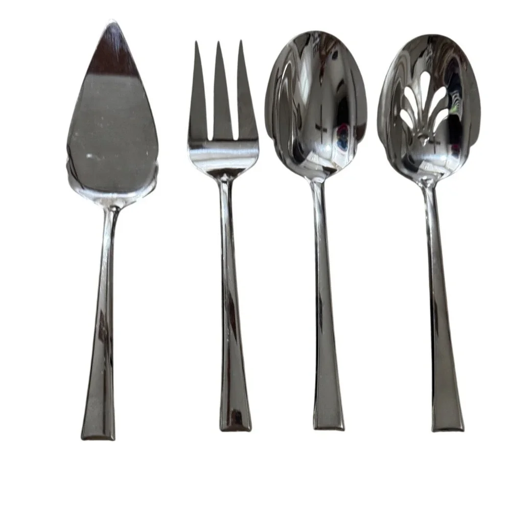 Lenox Serving Set Hostess 4pc Silver Good 18/10 Stainless Steel Mirror Finish